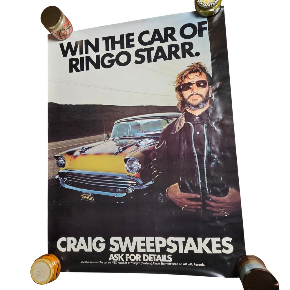 Win The Car Of Ringo Starr VTG 1978 Promo Poster 30x40 Craig Sweepstakes Beatles